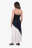 J Mendel Black/White Overlay Pleated Raw Hem Strapless Gown size 8