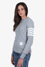Thom Browne Grey Cotton Striped Crew Neck Sweater Size 1