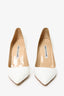 Manolo Blahnik White Leather Pointed Heels Size 38