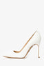 Manolo Blahnik White Leather Pointed Heels Size 38