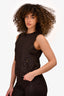 Fendi Brown Zucca Print Zip-Up Vest Size M
