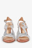 Francesco Russo Silver Leather Slingback Heels Size 36.5