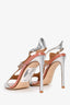 Francesco Russo Silver Leather Slingback Heels Size 36.5