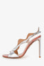 Francesco Russo Silver Leather Slingback Heels Size 36.5