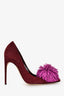 Brian Atwood Maroon/Purple Pointed Pom Pom Heels Size 36.5