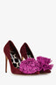 Brian Atwood Maroon/Purple Pointed Pom Pom Heels Size 36.5