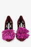 Brian Atwood Maroon/Purple Pointed Pom Pom Heels Size 36.5