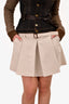 Prada Beige Cotton Pleated Mini Skirt with Belt Size 40