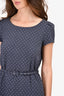 Max Mara The Weekend Blue Star Midi Dress with Belt Size 6