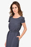 Max Mara The Weekend Blue Star Midi Dress with Belt Size 6