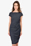 Max Mara The Weekend Blue Denim Ruched Cap Sleeve Dress Size S