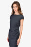 Max Mara The Weekend Blue Denim Ruched Cap Sleeve Dress Size S