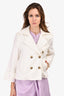 Judith & Charles White Cotton Double Breasted Short Jacket Size 2