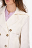 Judith & Charles White Cotton Double Breasted Short Jacket Size 2