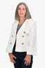 Judith & Charles White Cotton Double Breasted Short Jacket Size 2