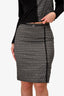 Fendi Charcoal Zucca Leather Trim Logo Pencil Skirt Size M