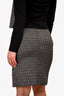 Fendi Charcoal Zucca Leather Trim Logo Pencil Skirt Size M