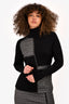 Fendi Charcoal Knit Zucca Print Long Sleeve Mock Neck Top Est. Size S-M