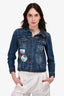 Kenzo Blue Dark Wash Denim Patch Jacket Size XS