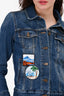 Kenzo Blue Dark Wash Denim Patch Jacket Size XS