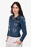 Kenzo Blue Dark Wash Denim Patch Jacket Size XS