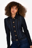 Versace Blue Dark Wash Denim Fitted Jean Jacket Est. Size S