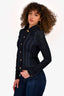Versace Blue Dark Wash Denim Fitted Jean Jacket Est. Size S