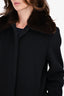 Max Mara Black Wool Mink Collar Size 4