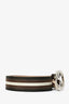 Gucci Brown/Green Leather/Canvas Striped 'GG' buckle Size 95