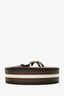 Gucci Brown/Green Leather/Canvas Striped 'GG' buckle Size 95