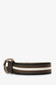 Gucci Brown/Green Leather/Canvas Striped 'GG' buckle Size 95