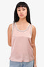 Claudie Pierlot Pink/White Strip Detail Silk Top Size 1