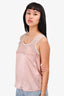 Claudie Pierlot Pink/White Strip Detail Silk Top Size 1