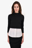 Theory Black Sweater with White Button Down Overlay Size S