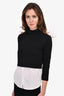 Theory Black Sweater with White Button Down Overlay Size S