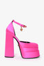 Versace Fuchsia Pink Satin Medusa Aevitas Platform Heels Size 38