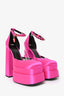Versace Fuchsia Pink Satin Medusa Aevitas Platform Heels Size 38