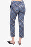 Prada Blue Plaid Print Trousers Size 40