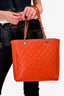 Pre-Loved Chanel™ 2012 Orange Caviar Leather Grand Shopping Petite Tote