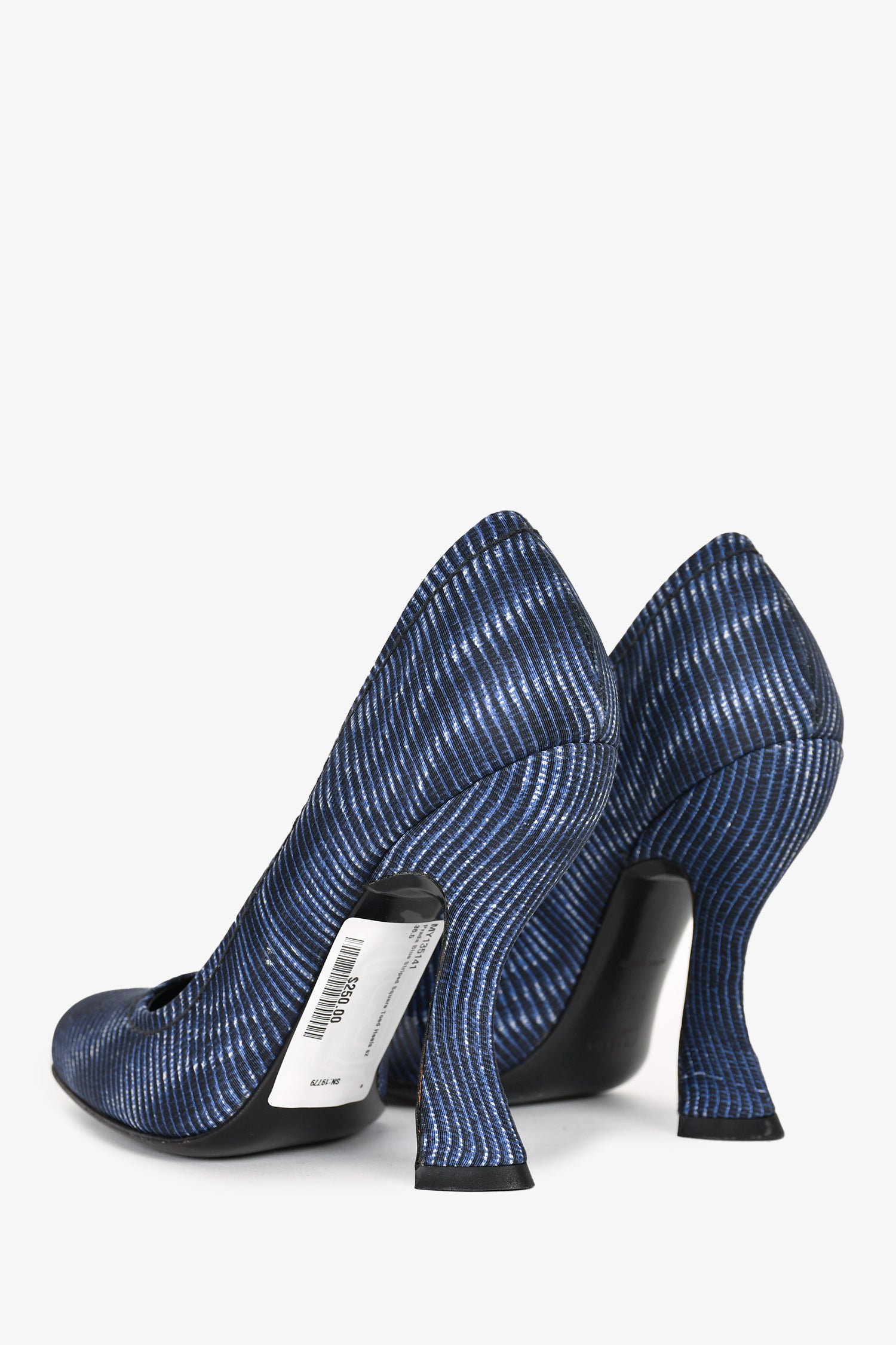 Prada Blue Striped Square Toed Heels Size 36.5 – Mine & Yours