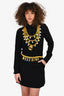 Moschino Couture Black Silk Graphic Printed Shirt Dress Size 6