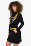 Moschino Couture Black Silk Graphic Printed Shirt Dress Size 6