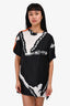 Versace Black/White/Orange Fringe Detailed Dress Size 38