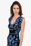 Versace Black/Blue Graphic Printed Bodycon Dress Size 36