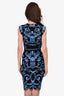 Versace Black/Blue Graphic Printed Bodycon Dress Size 36
