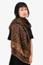 Louis Vuitton Brown Metallic Silk/Wool Monogram Scarf