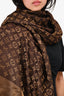 Louis Vuitton Brown Metallic Silk/Wool Monogram Scarf