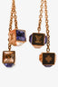Louis Vuitton Gold Toned Crystal Set Cubes Pendant Earrings