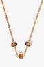 Louis Vuitton Gold Toned Crystal Set Cube Necklace