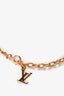 Louis Vuitton Gold Toned Crystal Set Cube Necklace